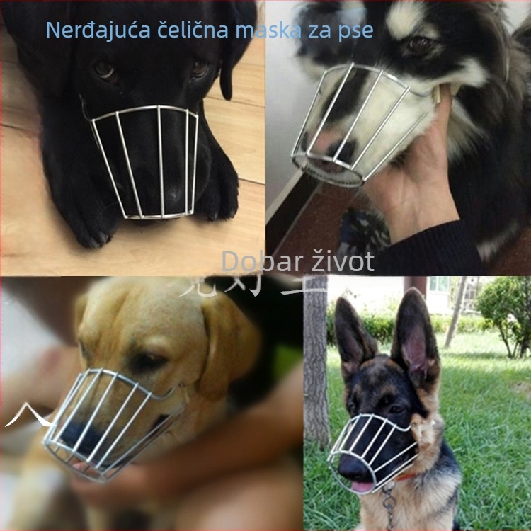 Maska za psa od nehrđajućeg čelika, zaštita od ugriza i mogućnost ispijanja vode