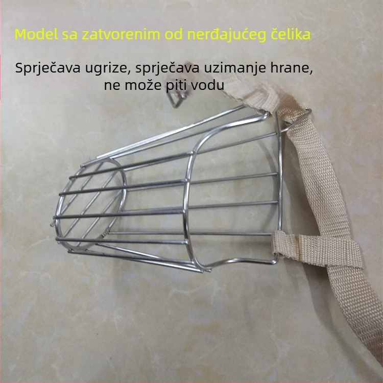 Maska za psa od nehrđajućeg čelika, zaštita od ugriza i mogućnost ispijanja vode