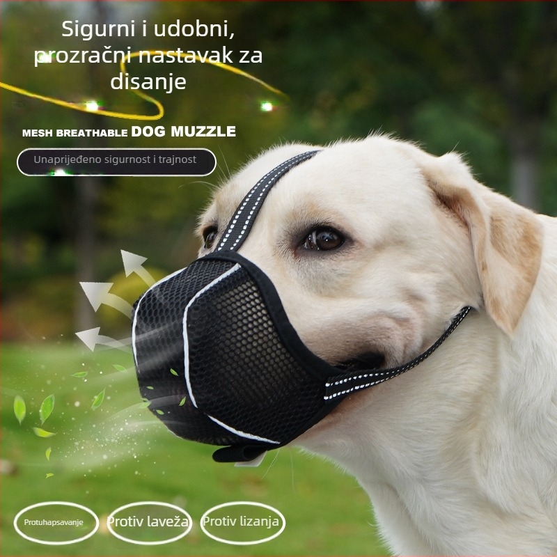 Move poliesterska maska za psa, podesiva, prozračna mrežasta konstrukcija, protiv ugriza, protiv laja