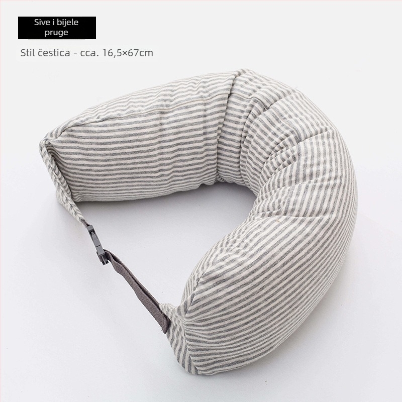 U-oblikovani putni jastuk za vrat, punjenje od čestica pjene, 100% pamuk, japanski stil, za odrasle