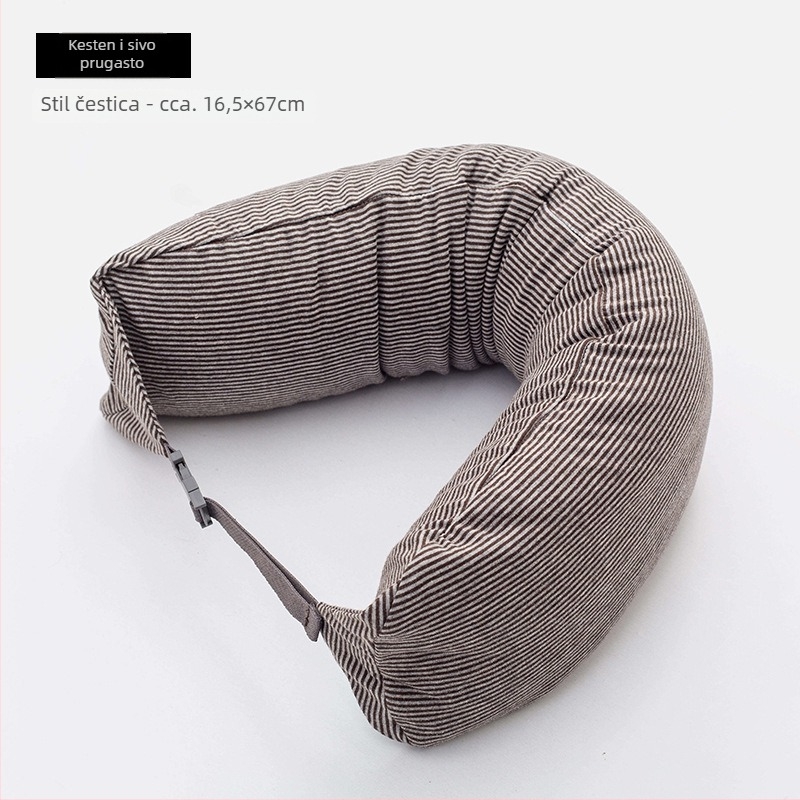 U-oblikovani putni jastuk za vrat, punjenje od čestica pjene, 100% pamuk, japanski stil, za odrasle