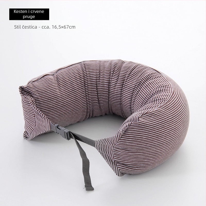 U-oblikovani putni jastuk za vrat, punjenje od čestica pjene, 100% pamuk, japanski stil, za odrasle