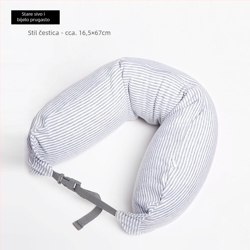 U-oblikovani putni jastuk za vrat, punjenje od čestica pjene, 100% pamuk, japanski stil, za odrasle