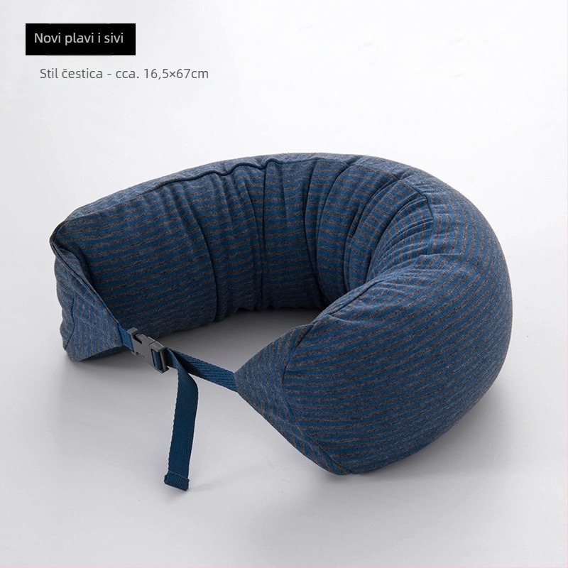 U-oblikovani putni jastuk za vrat, punjenje od čestica pjene, 100% pamuk, japanski stil, za odrasle