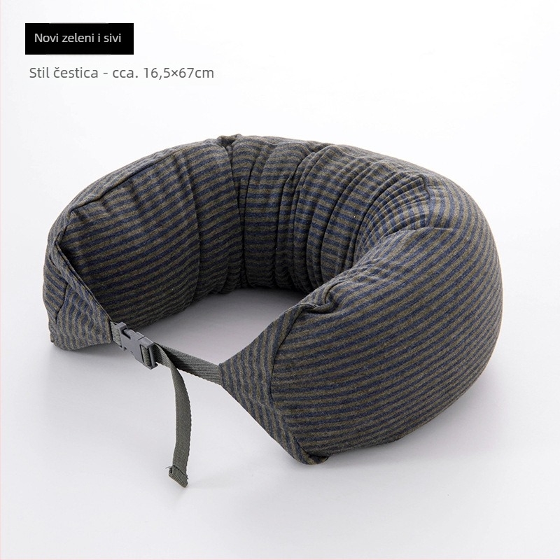 U-oblikovani putni jastuk za vrat, punjenje od čestica pjene, 100% pamuk, japanski stil, za odrasle