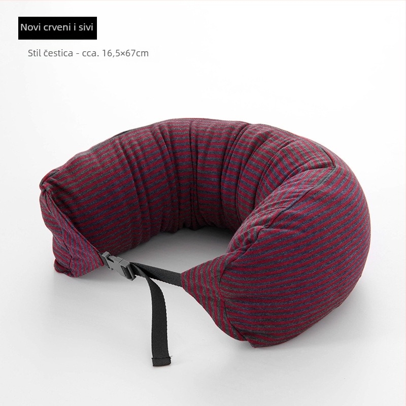 U-oblikovani putni jastuk za vrat, punjenje od čestica pjene, 100% pamuk, japanski stil, za odrasle