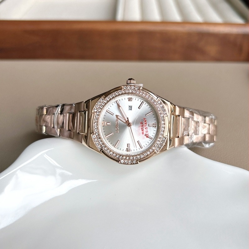 Longbo ženski kvarcni sat s nehrđajućim čeličnim kaišem, kružni brojčanik 33 mm, vodootporan 30 m, model 83840