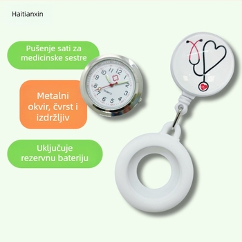 Sat za sestru i liječnika s kvarcnim mehanizmom, analogni prikaz, svijetleći, silikonski remen
