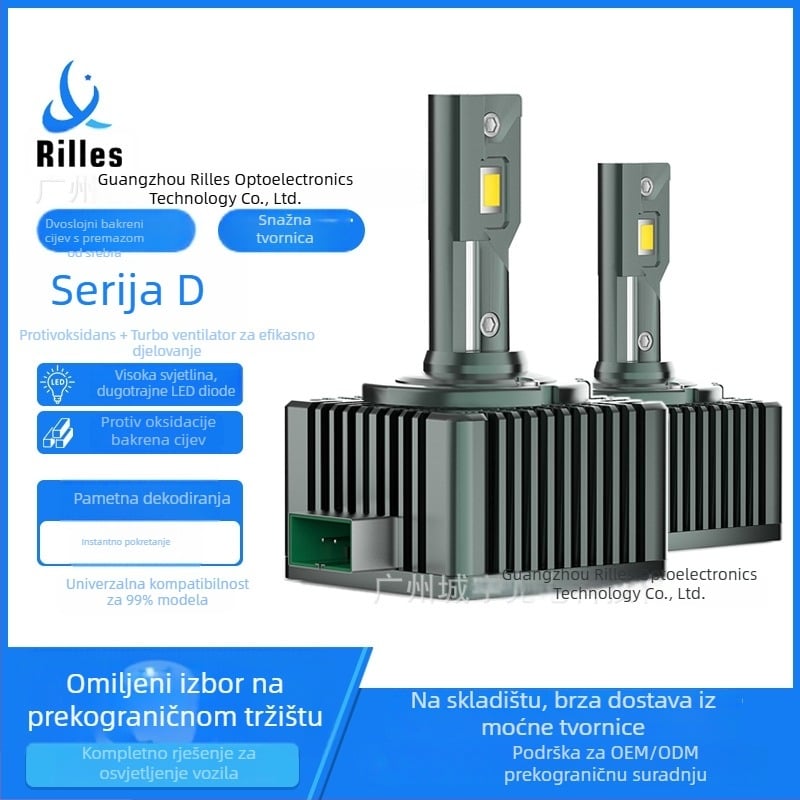 LED automobilska glavna svjetla D serija (D1S/D2S/D3S/D4S/D8S) s duplom bakrenom cijevi, 55W, 12V, 11000LM, IP67, 30000h