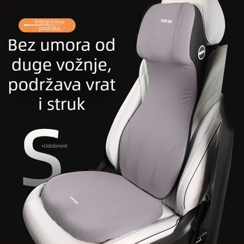Auto jastuk za lumbalnu potporu s integriranim naslonom glave, jedinstven dizajn, punjenje od memorijske pamuk vlakna, potpora vozačkog sjedala