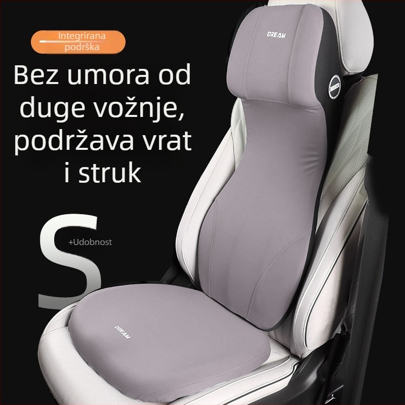 Auto jastuk za lumbalnu potporu s integriranim naslonom glave, jedinstven dizajn, punjenje od memorijske pamuk vlakna, potpora vozačkog sjedala