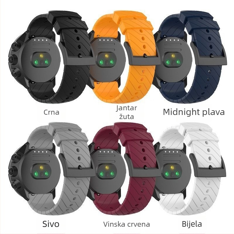 Lisize silikonski sportski kaiš za sat Suunto9 Baro, Suunto7 i D5 — silikón, kopča, 25 g, sportski stil