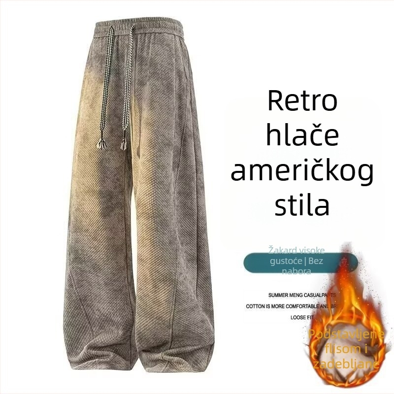 Američke hlače s tie-dye jacquardom, muške, jesen-zima, udobne i opuštene sportske hlače ravnog kroja za tinejdžere
