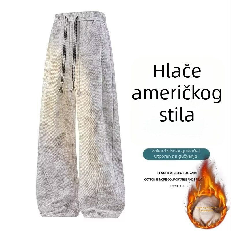 Američke hlače s tie-dye jacquardom, muške, jesen-zima, udobne i opuštene sportske hlače ravnog kroja za tinejdžere