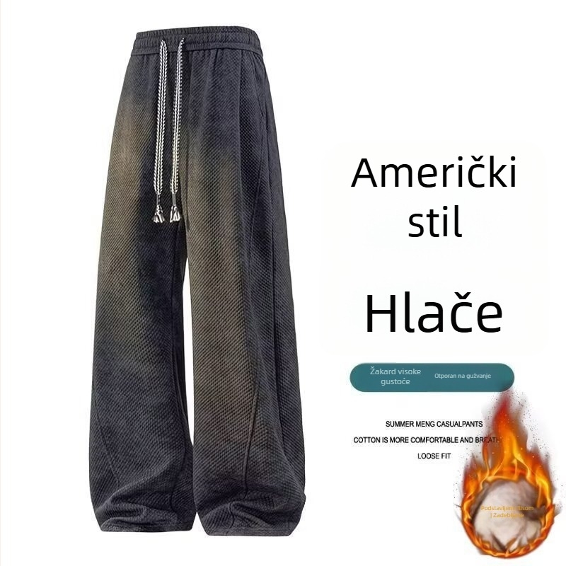 Američke hlače s tie-dye jacquardom, muške, jesen-zima, udobne i opuštene sportske hlače ravnog kroja za tinejdžere