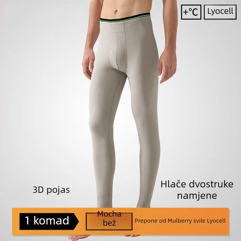 Muške tople hlače za jesen i zimu od smjese svile i Lyocell, dvostruki sloj, antibakterijske i protiv grinja, dva u jednom