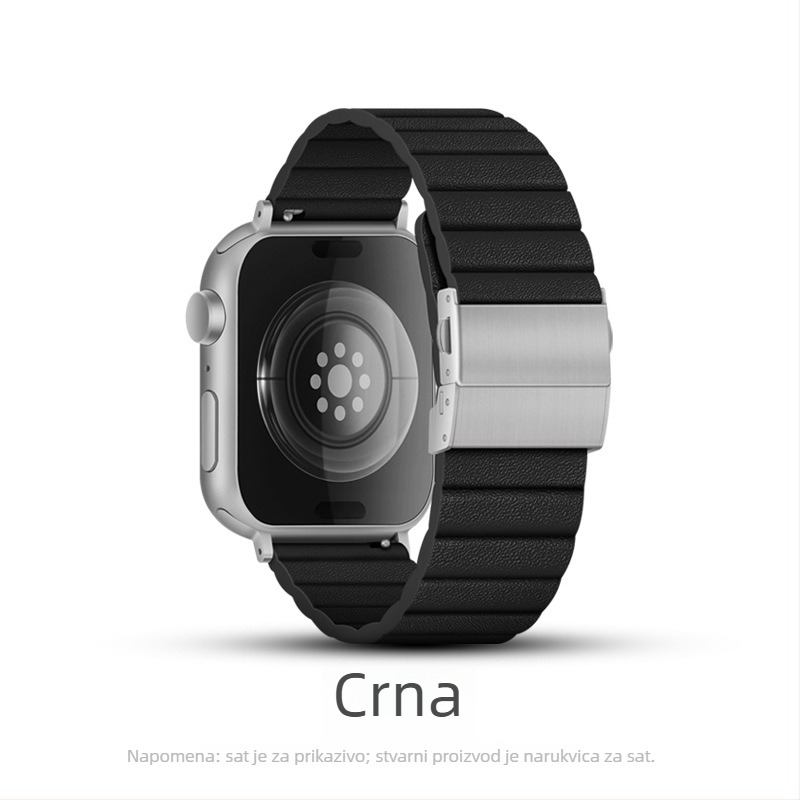 XT remen za Apple Watch – prava koža, jednostavan stil, dvostruka preklopna kopča sa dva gumba