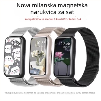 Nerđajući čelični magnetski mrežasti kaiš za Xiaomi Mi Band 8/9 Pro, milanski stil
