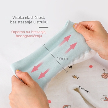Bejbi hlače od 100% pamuka, tople, jednoslojne, visok pas za zaštitu trbuha, uzorak voća, za dojenčad 0–1 godina