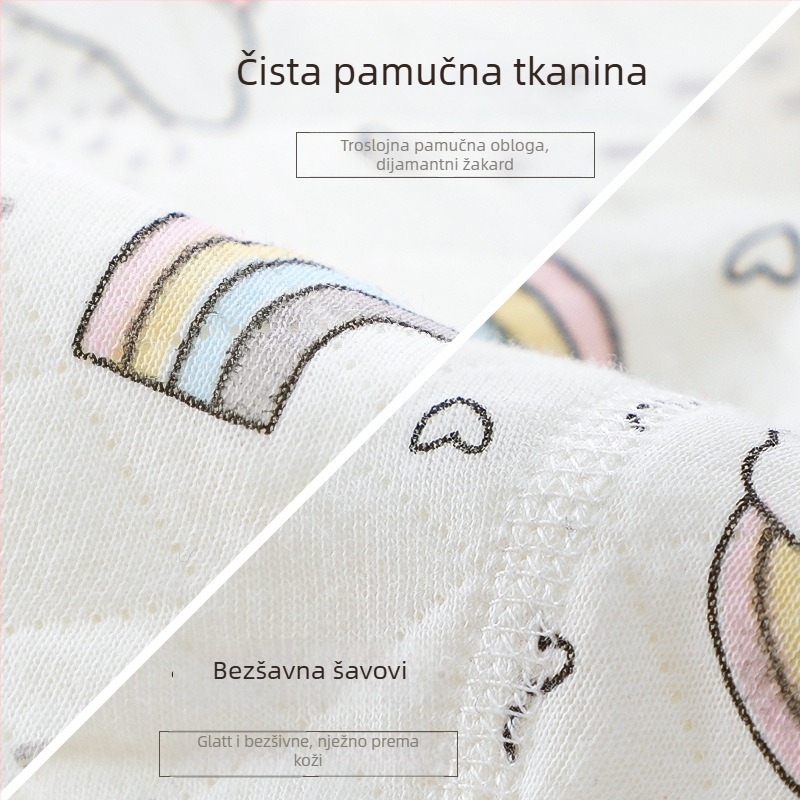 Bejbi hlače od 100% pamuka, tople, jednoslojne, visok pas za zaštitu trbuha, uzorak voća, za dojenčad 0–1 godina