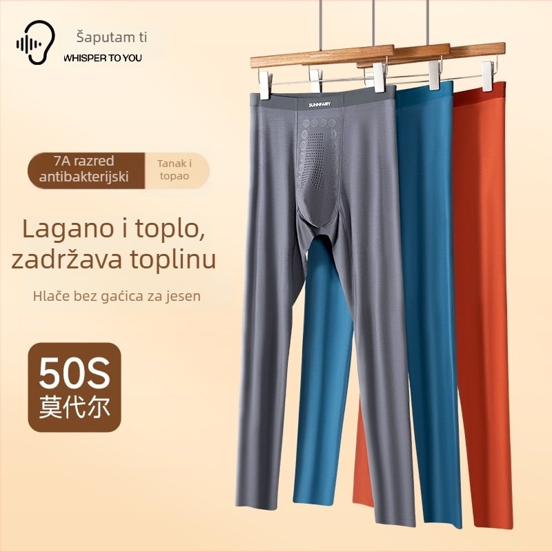Muške modalne termalne hlače za bazni sloj, uskog kroja, tanke, jednoslojne, srednja težina