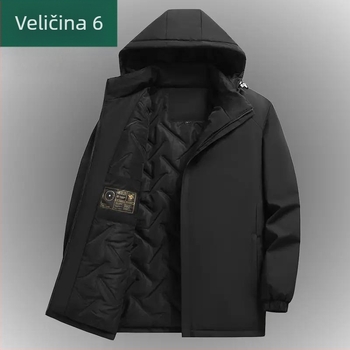 Muška debela jesensko-zimska jakna s reverom, rukavi s manžetama, poliester materijal, stil srednje dobi