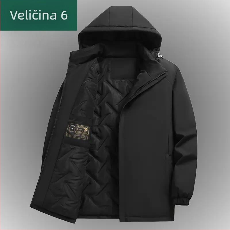 Muška debela jesensko-zimska jakna s reverom, rukavi s manžetama, poliester materijal, stil srednje dobi