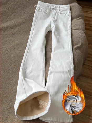 Bijele traperice s flecom za žene, jesen-zima, novi dizajn, visoki pas, elastične, uski kroj, bootcut