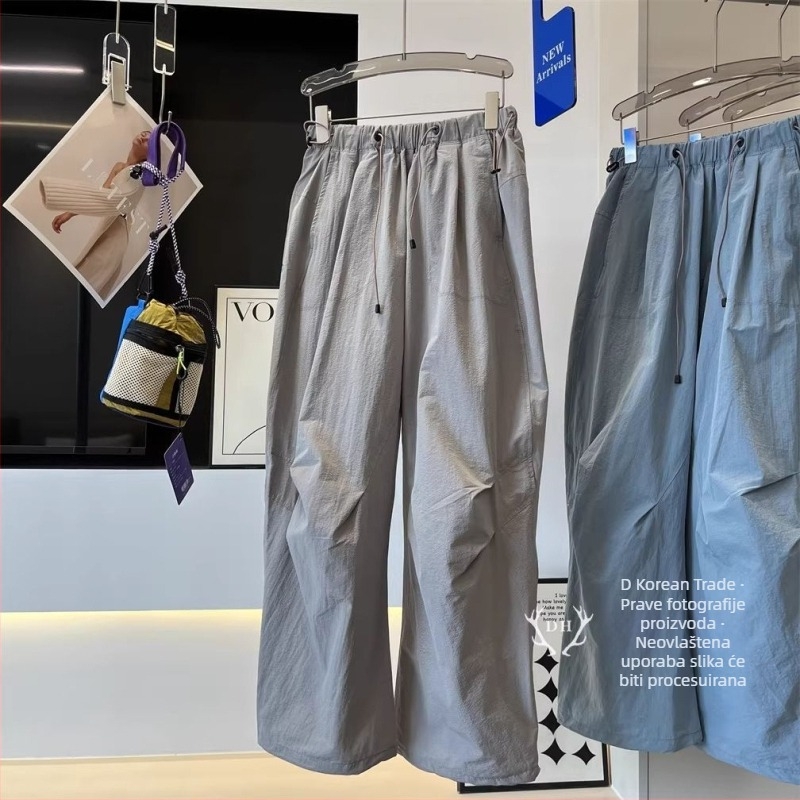 Ženske casual hlače, visoki struk, džepovi, japansko-korejski ležerni stil, 70–80% poliester