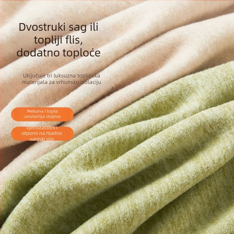 All-in-one hlače od debelog poliestera, glavni udio tkanine 90–95%, uski kroj, duljina hlača.