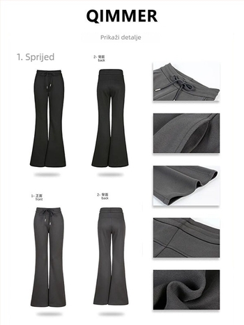 Yueyi ženske casual hlače, blago širećih krojeva, elastičan pojas, Rayon tkanina s 50–70% pamuka i 30–50% poliestera, mikroelastične