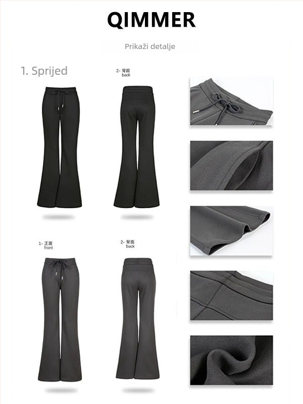 Yueyi ženske casual hlače, blago širećih krojeva, elastičan pojas, Rayon tkanina s 50–70% pamuka i 30–50% poliestera, mikroelastične