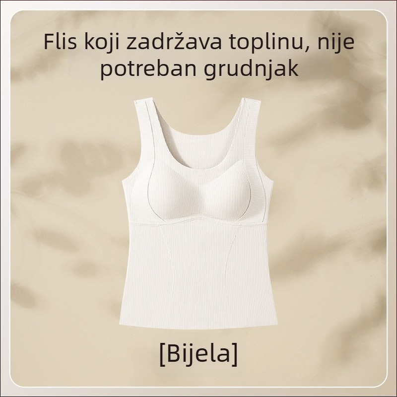 Jesensko-zimska termalna vesta s dvostrano probrusenom površinom, elastično oblikovanje, u jednom komadu, bez grudnjaka, topla