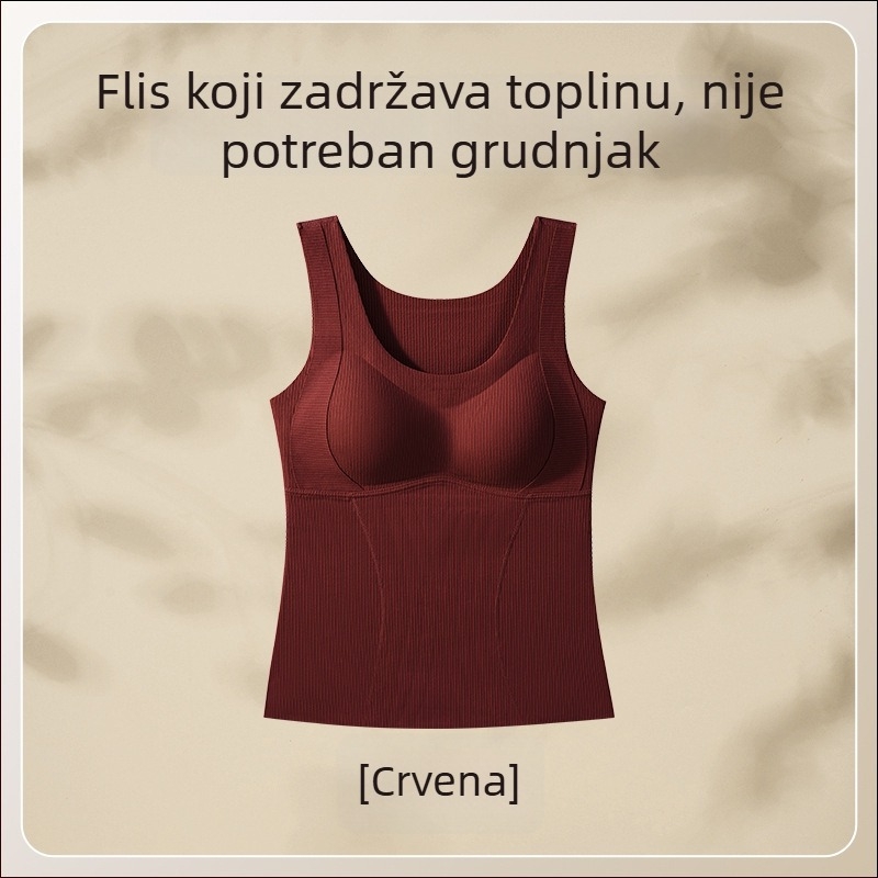 Jesensko-zimska termalna vesta s dvostrano probrusenom površinom, elastično oblikovanje, u jednom komadu, bez grudnjaka, topla