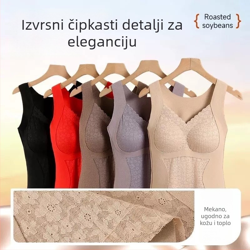 Ženski termalni prsluk s dvostruko četkanim materijalom i debelim fleece podstavom, topla donja odjeća.