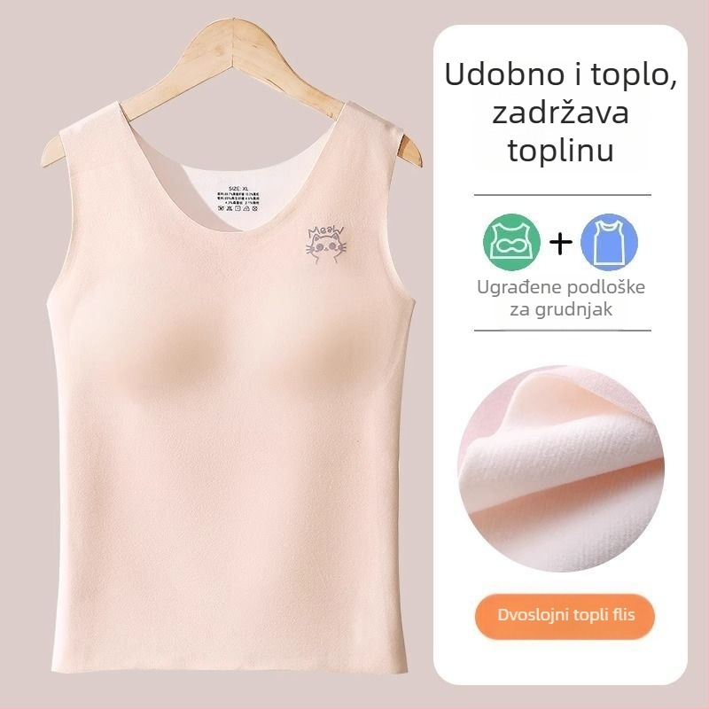 Termalna vest za djevojčice s ugrađenim jastučićima za prsa, bezšavna, debela fleec podstava