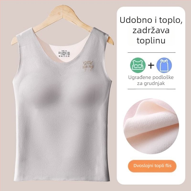 Termalna vest za djevojčice s ugrađenim jastučićima za prsa, bezšavna, debela fleec podstava