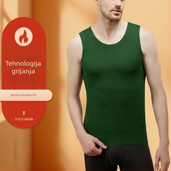 Muška sportska vest s širokim ramenima, bezšivni osnovni sloj, 100% poliester, gusta tkanina 201–250 g/m2, okrugli izrez
