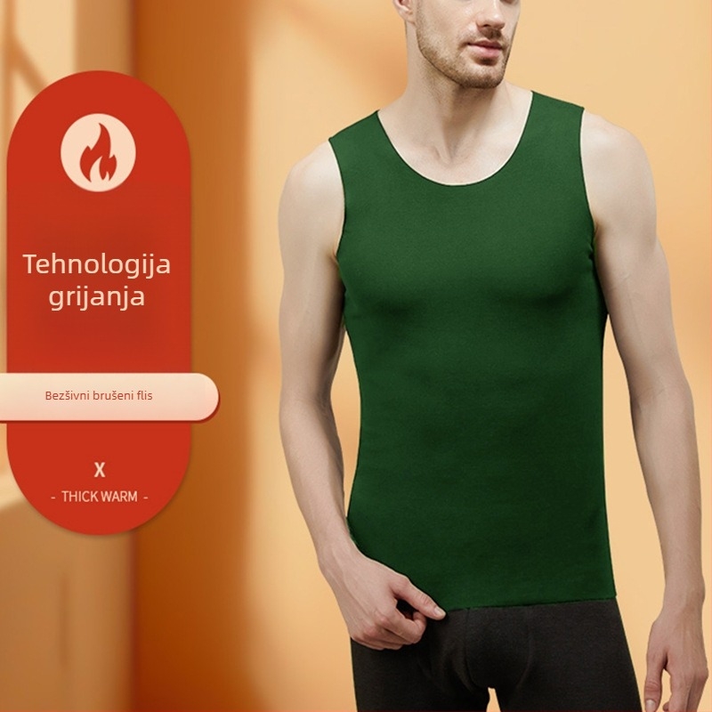 Muška sportska vest s širokim ramenima, bezšivni osnovni sloj, 100% poliester, gusta tkanina 201–250 g/m2, okrugli izrez