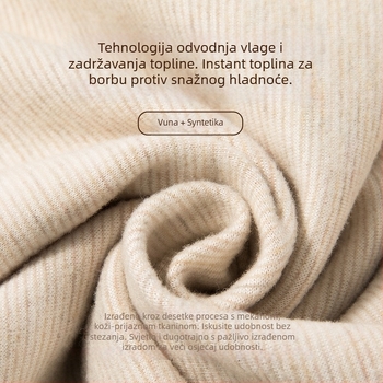 Ženski termalni prsluk, svileno‑vunena smjesa s De Velvet plišastom podstavom, fleece podstava, debljina 251–300 g/m2, pulover krojni, s okruglim izrezom, jednobojan