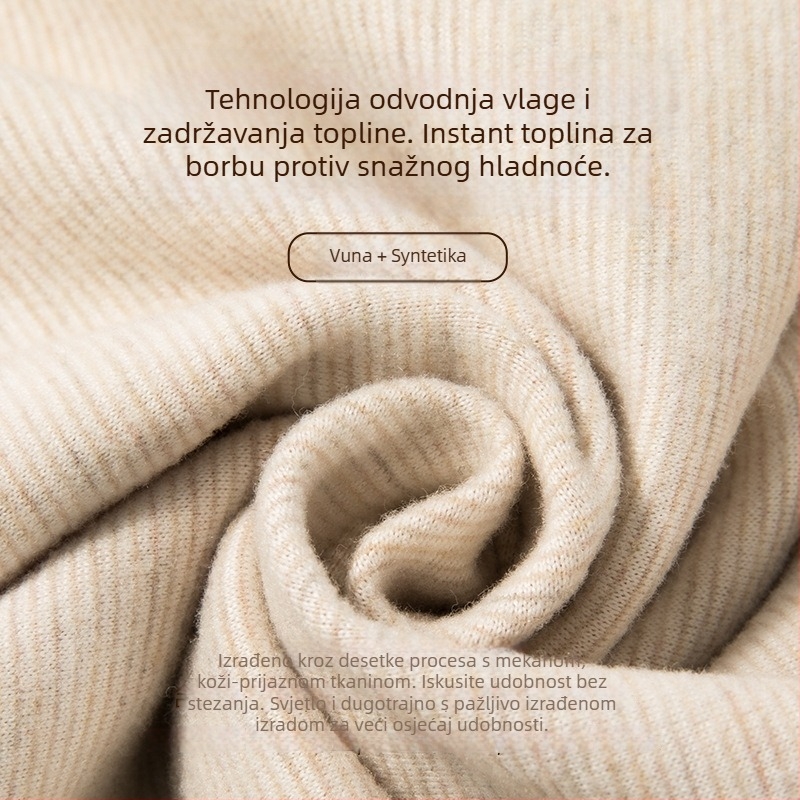Ženski termalni prsluk, svileno‑vunena smjesa s De Velvet plišastom podstavom, fleece podstava, debljina 251–300 g/m2, pulover krojni, s okruglim izrezom, jednobojan