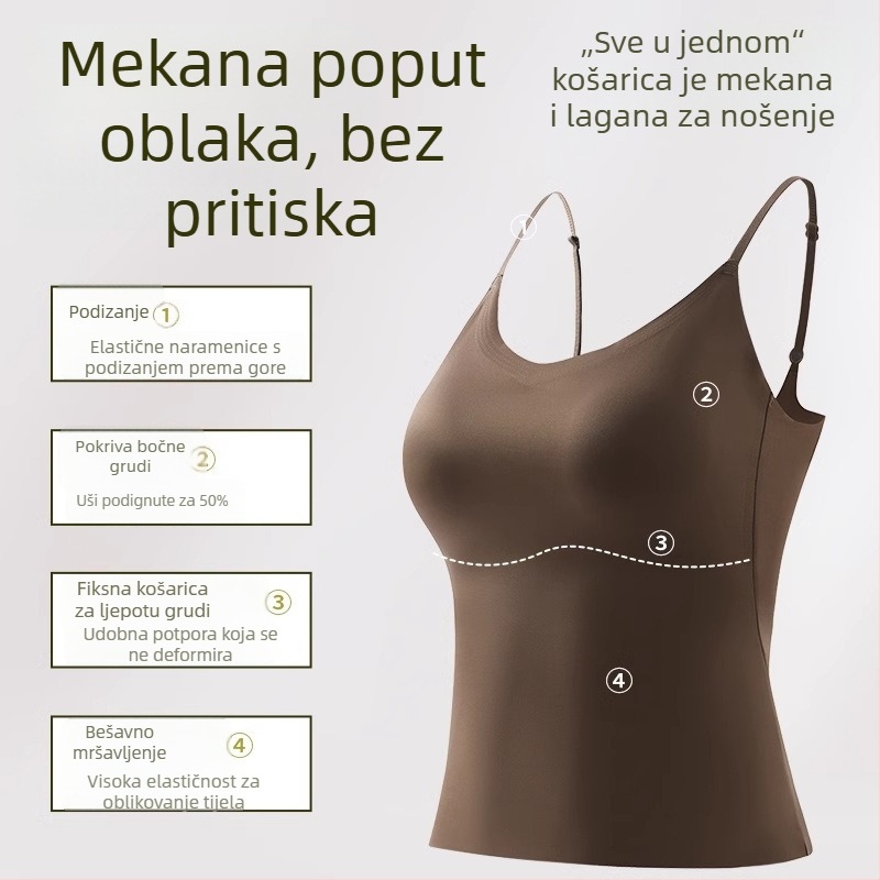 6617 Unaprijeđena verzija: bezšivni jednoručni top s tankim naramenicama za žene, Ice Silk s mirisom kamelije, tanak kroj, za vanjsku upotrebu, lijep leđa