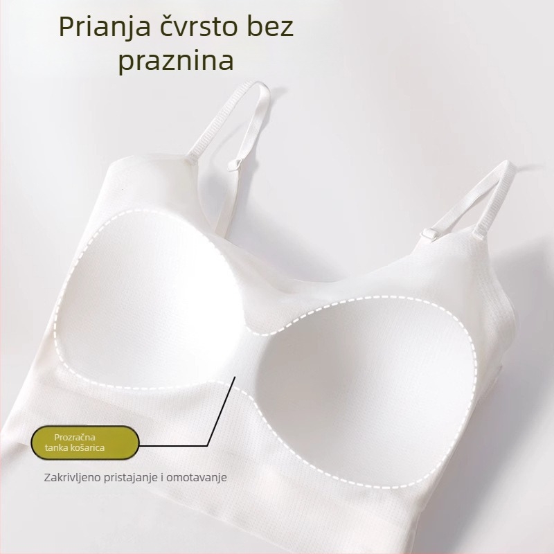 6617 Unaprijeđena verzija: bezšivni jednoručni top s tankim naramenicama za žene, Ice Silk s mirisom kamelije, tanak kroj, za vanjsku upotrebu, lijep leđa