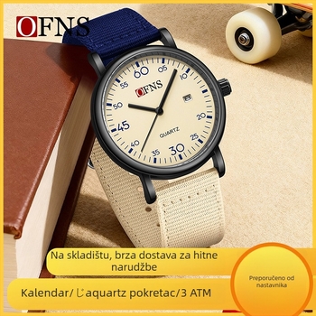 Kvarcni sat s kalendarom i indikacijom 24 sati, najlon remen, vodootpornost 30 m, model 1593