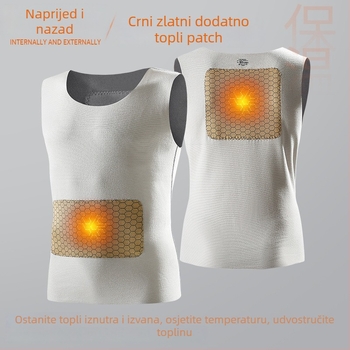 Muški termalni prsluk s De Velvet presvlakom – osnovni sloj, podpora struka, zaštita trbuha i leđa, okrugli vrat, preko glave
