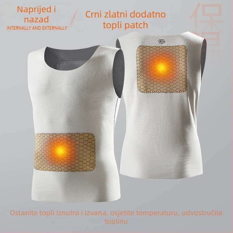 Muški termalni prsluk s De Velvet presvlakom – osnovni sloj, podpora struka, zaštita trbuha i leđa, okrugli vrat, preko glave