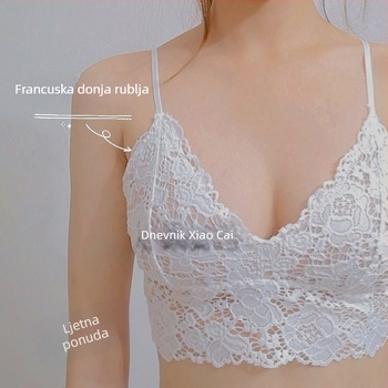 Pamuk bez Žice grudnjak s čipkom, francuskog stila, za velike grudi, duljina do struka, 100% pamuk