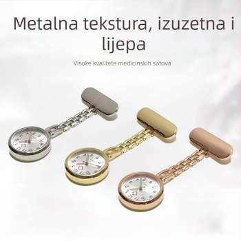 Hodinki za medicinske sestre s kvarcnim mehanizmom, prikaz s pokazivačem, kućište od legure, remen od legure s kopčom s pinom, vodootporni za svakodnevnu uporabu