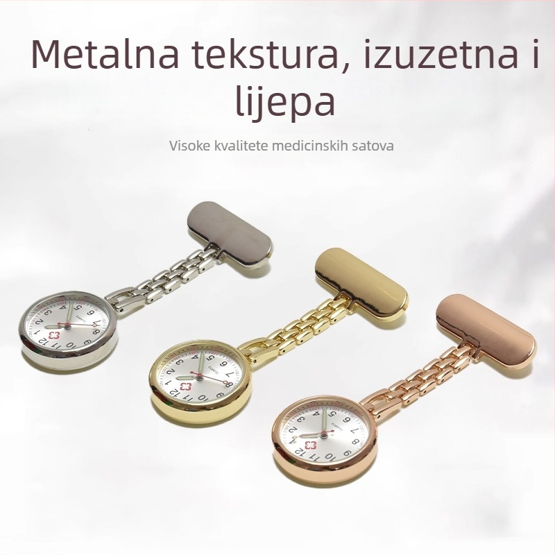 Hodinki za medicinske sestre s kvarcnim mehanizmom, prikaz s pokazivačem, kućište od legure, remen od legure s kopčom s pinom, vodootporni za svakodnevnu uporabu