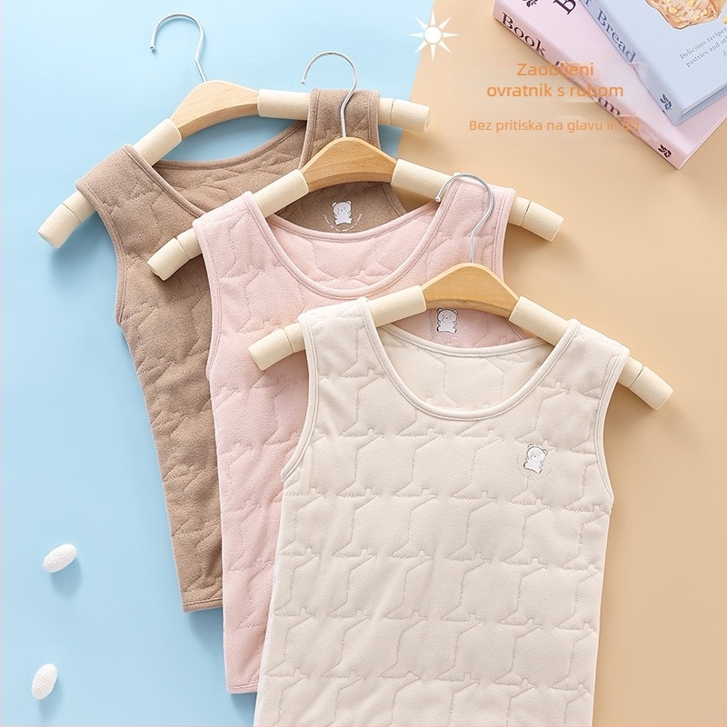 Unisex termalna vest s kapuljačom, dvostruki sloj, za djecu 7–12 godina, okrugli izrez, poliester materijal